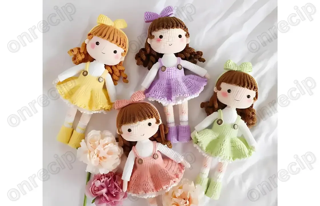Amigurumi doll crochet pattern with jointed button limbs