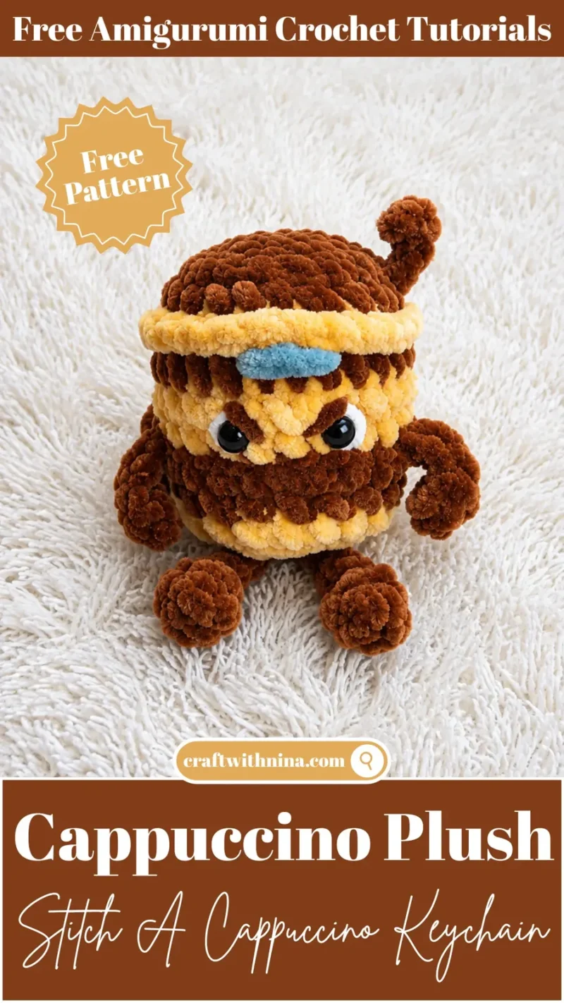 Crochet coffee cup keychain amigurumi pattern — photo 4