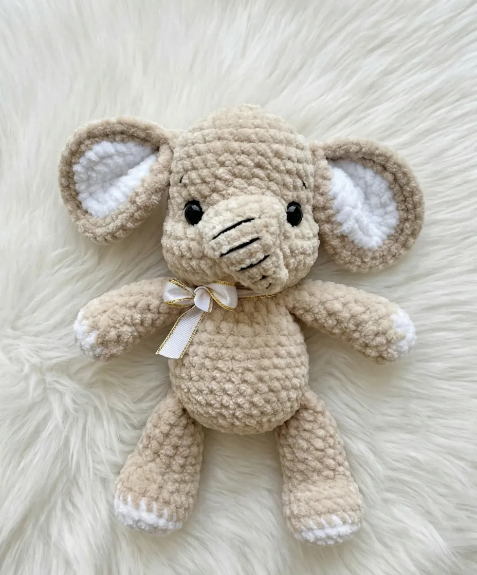 Amigurumi elephant crochet pattern with one-piece body