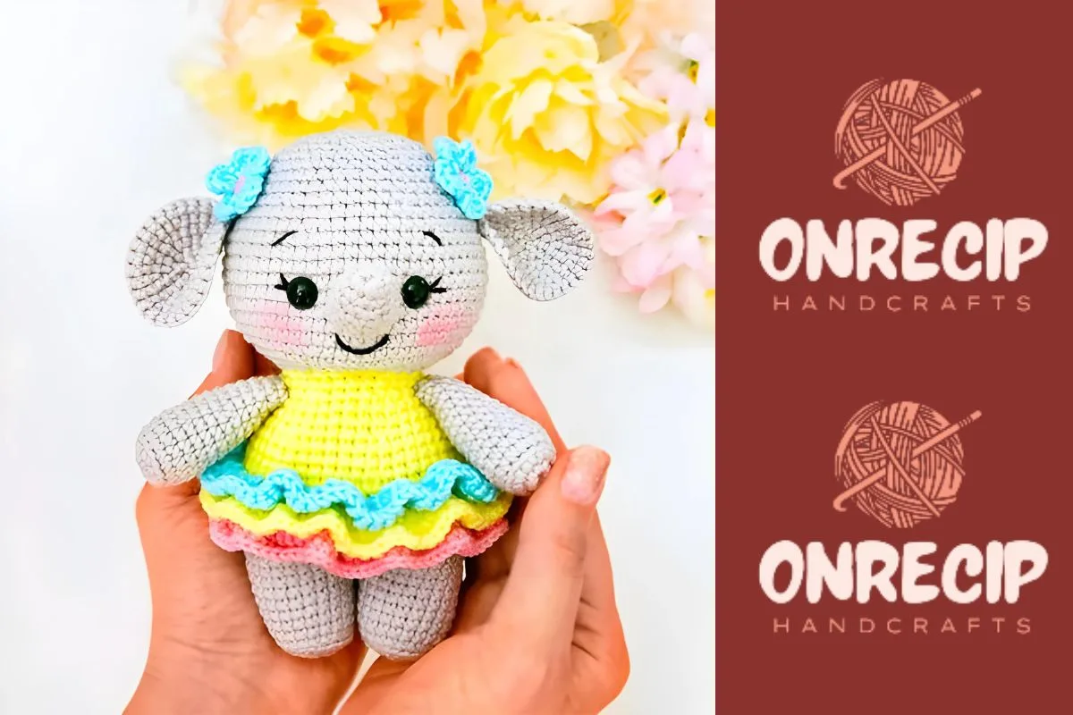 Crochet elephant in a dress amigurumi pattern