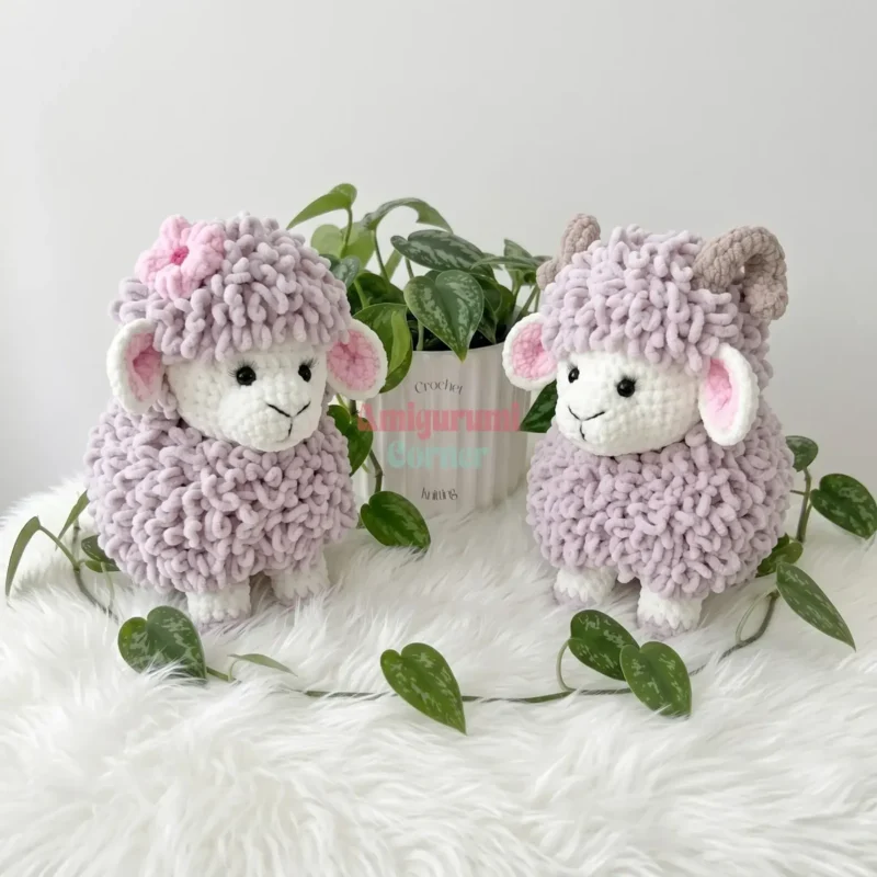 Crochet lamb amigurumi with a loop stitch fleece coat — photo 2