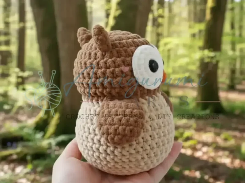 A cuddly amigurumi owl worked in single crochet