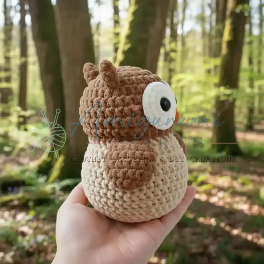 A cuddly amigurumi owl worked in single crochet