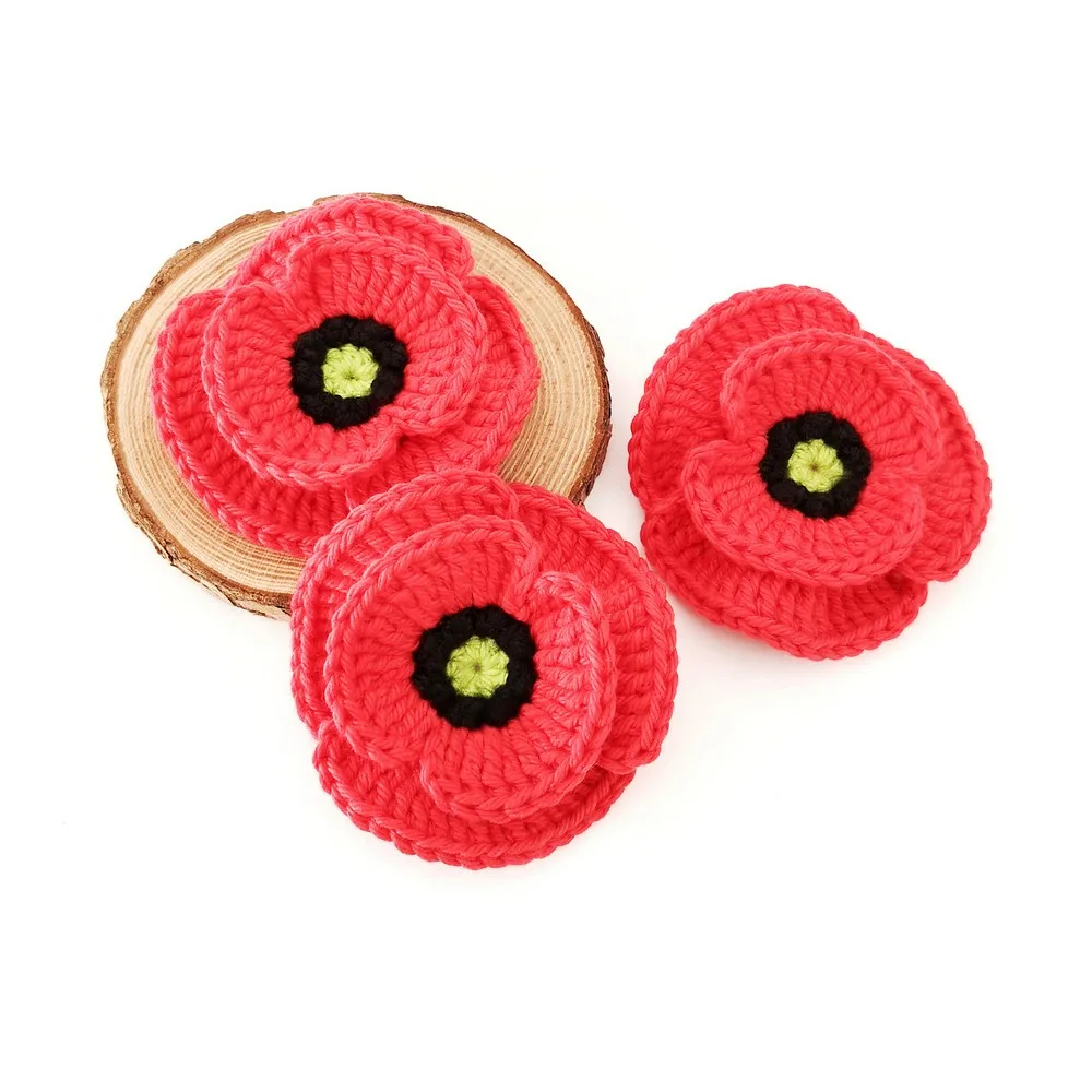 A layered crochet poppy for home decor