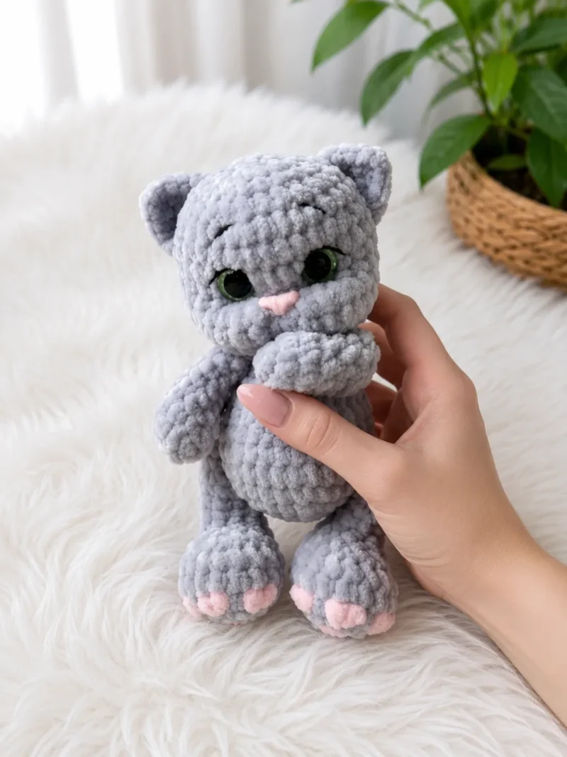 Plush kitten amigurumi with optional paw pads — photo 2