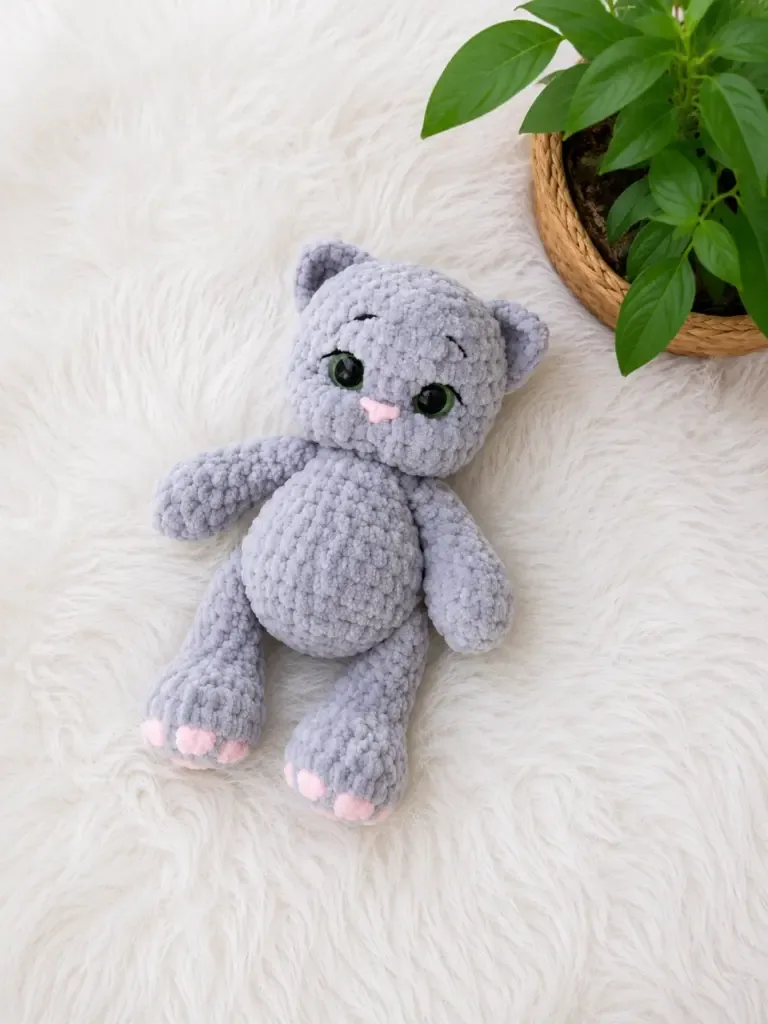 Plush kitten amigurumi with optional paw pads — photo 4