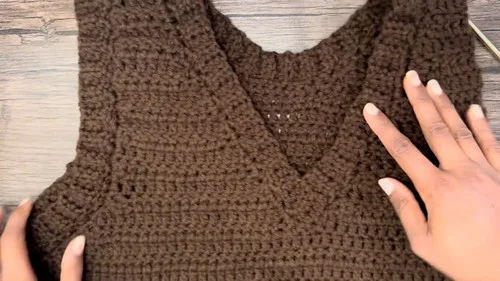 Ribbed v-neck sweater vest worked in half double crochet