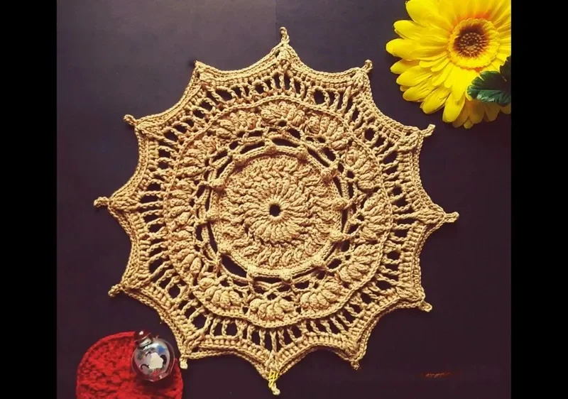 Round mandala doily crochet pattern for home decor