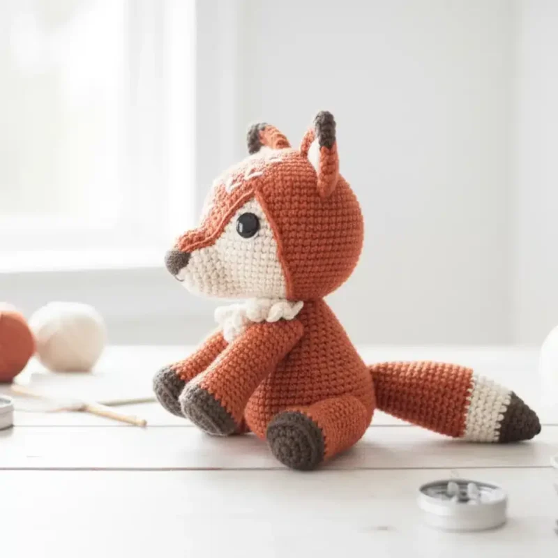Sitting fox amigurumi pattern in single crochet — photo 2