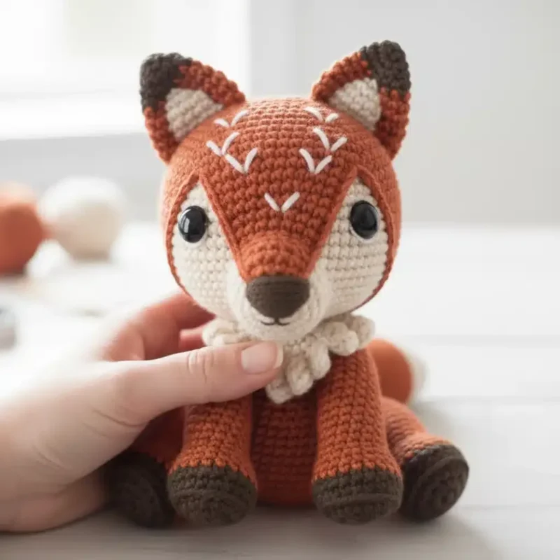 Sitting fox amigurumi pattern in single crochet — photo 3