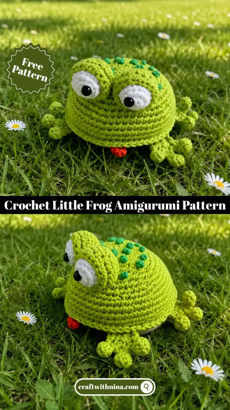 Small crochet frog amigurumi with puff stitch paws — photo 2