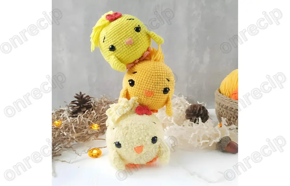 Amigurumi chick crochet pattern with safety eyes