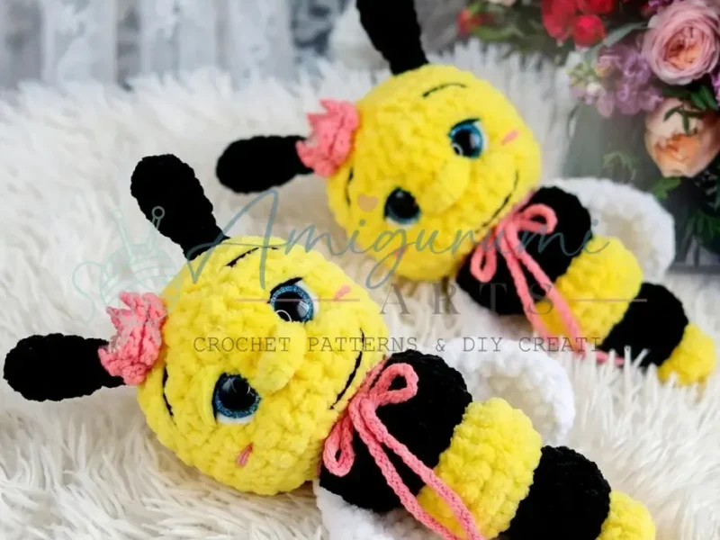 Amigurumi crochet bee pattern with wings and antennae
