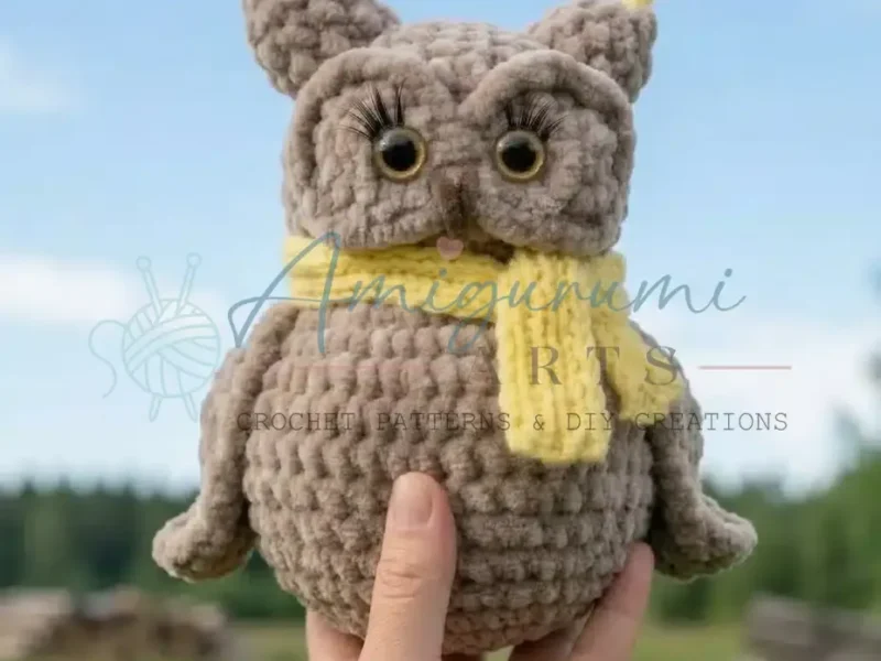 Amigurumi owl crochet pattern with horns and wings