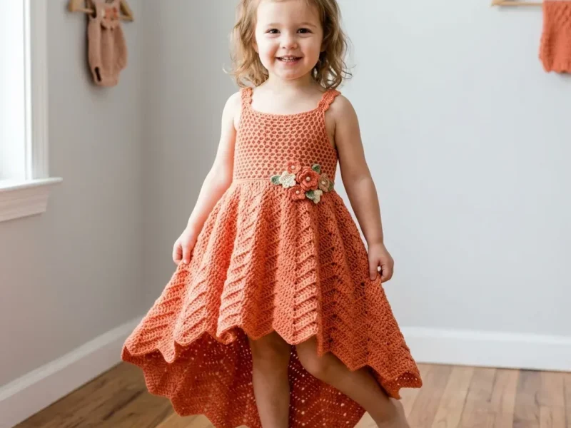 Chevron lace summer dress with a honeycomb mesh bodice