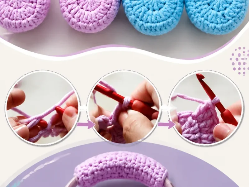 Crochet headphone covers with round ear pads