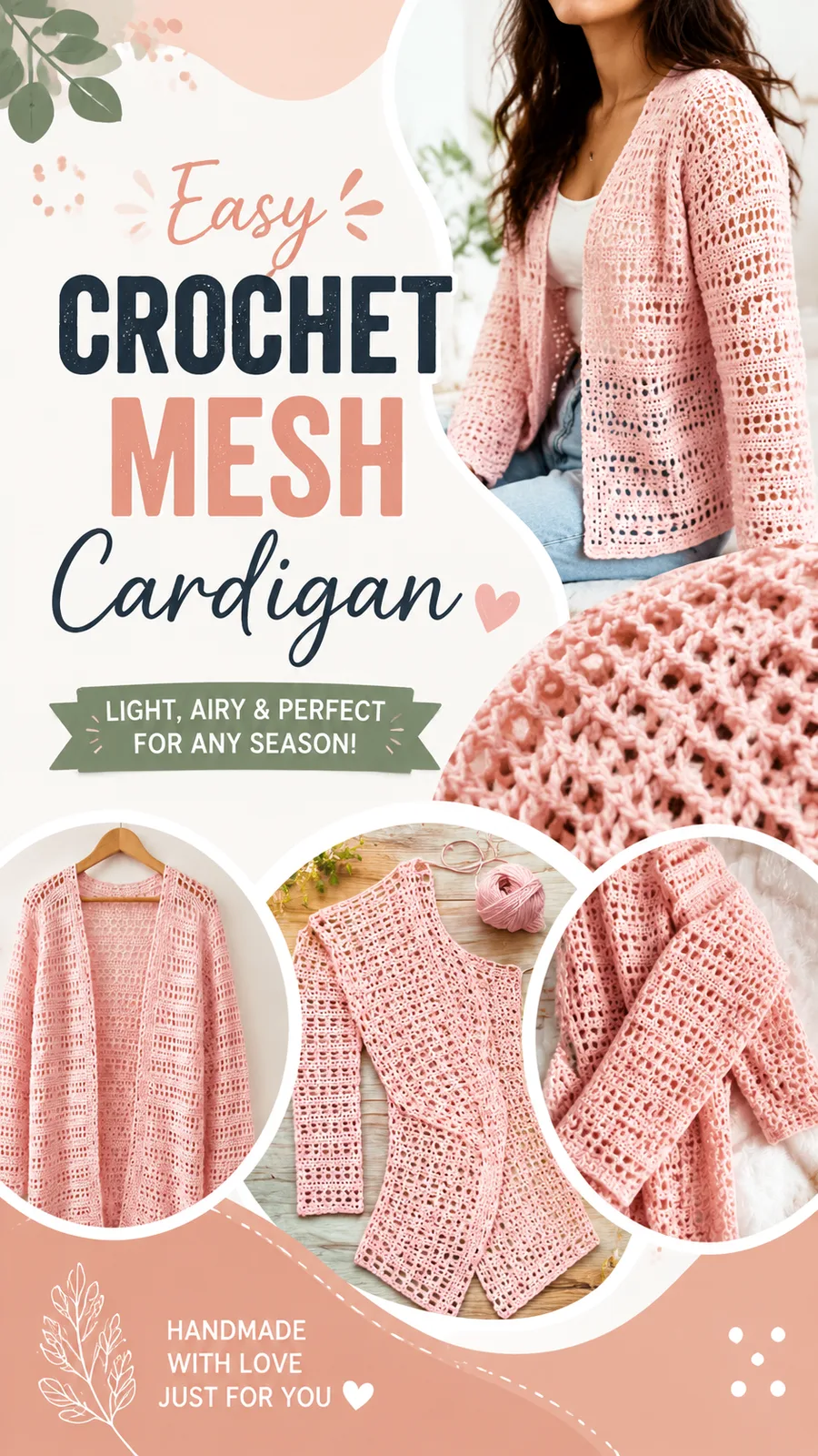 Easy mesh summer cardigan pattern for confident beginners