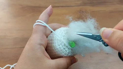 Egg-shaped crochet bunny with a removable double crochet shell — photo 4