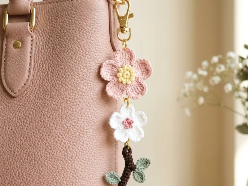 Flower bouquet keychain charm crochet pattern
