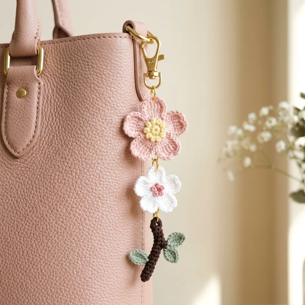 Flower bouquet keychain charm crochet pattern