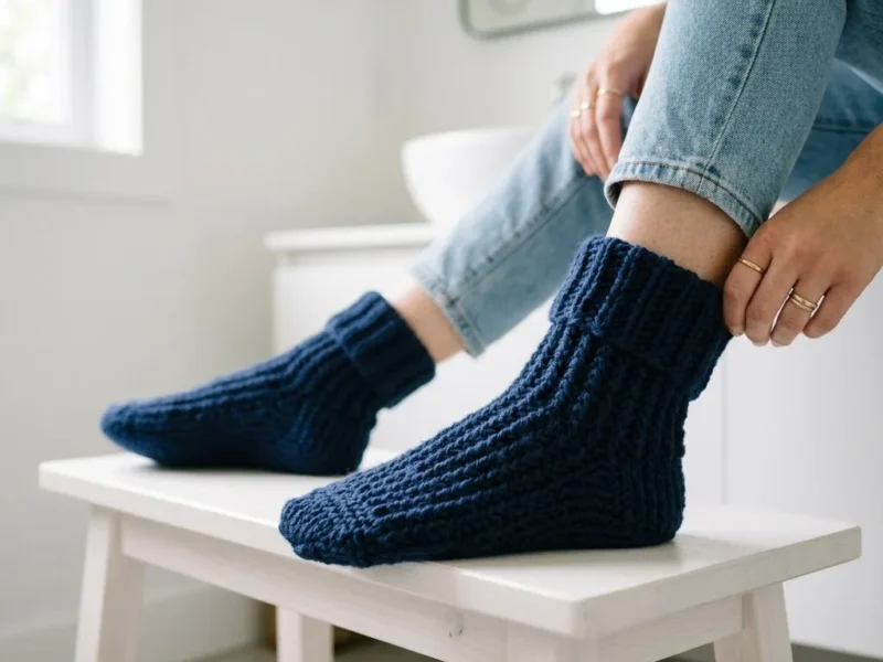 Navy blue classic cuff socks crochet pattern