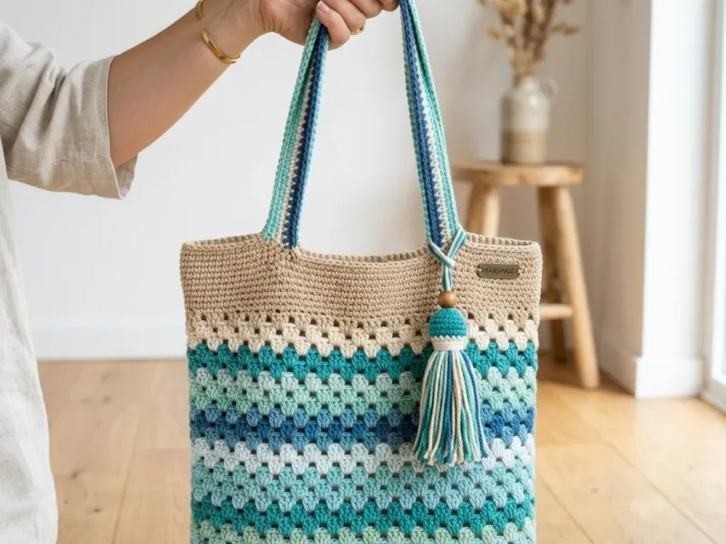 Ocean Breeze granny cluster tote bag pattern