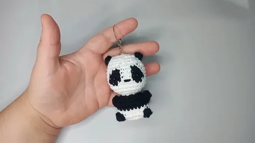 A compact panda amigurumi keychain worked in six rounds — photo 2