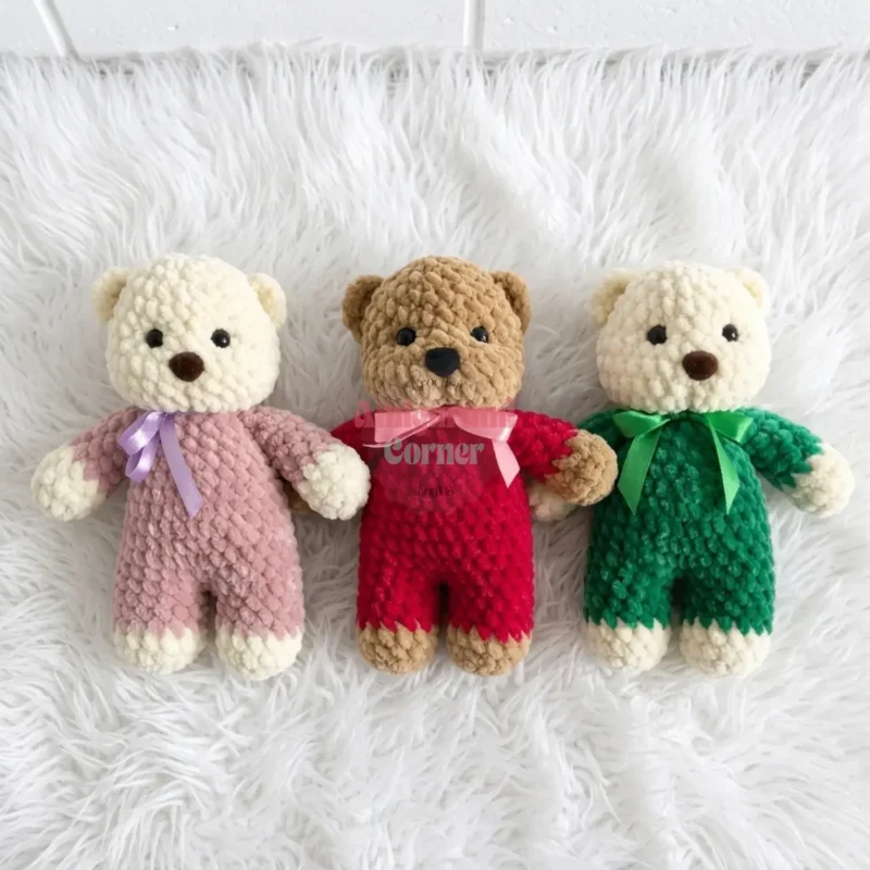 A soft-bodied amigurumi teddy bear in two colours — photo 2