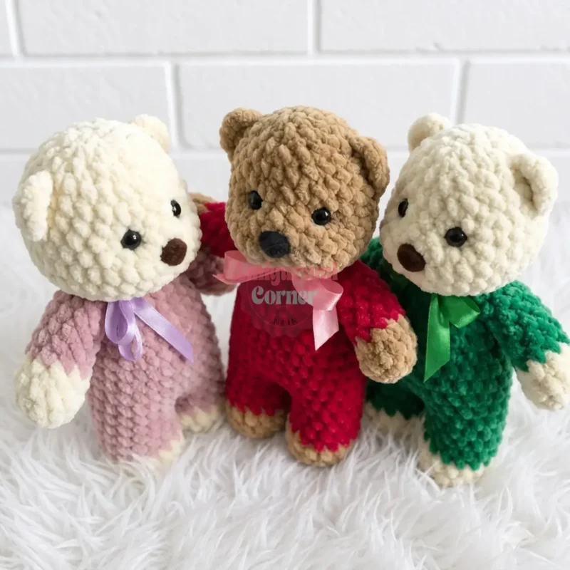 A soft-bodied amigurumi teddy bear in two colours — photo 3