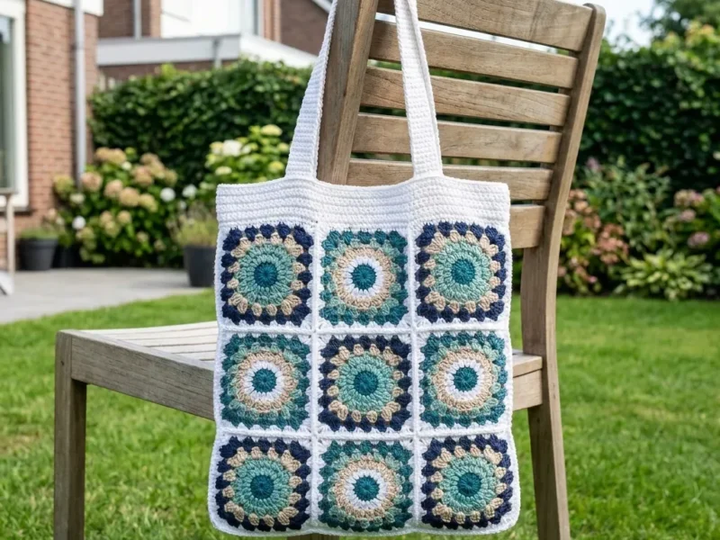 Sunburst granny square tote crochet pattern