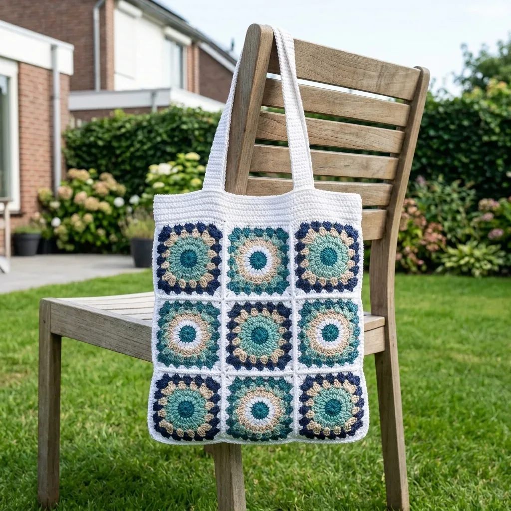 Sunburst granny square tote crochet pattern