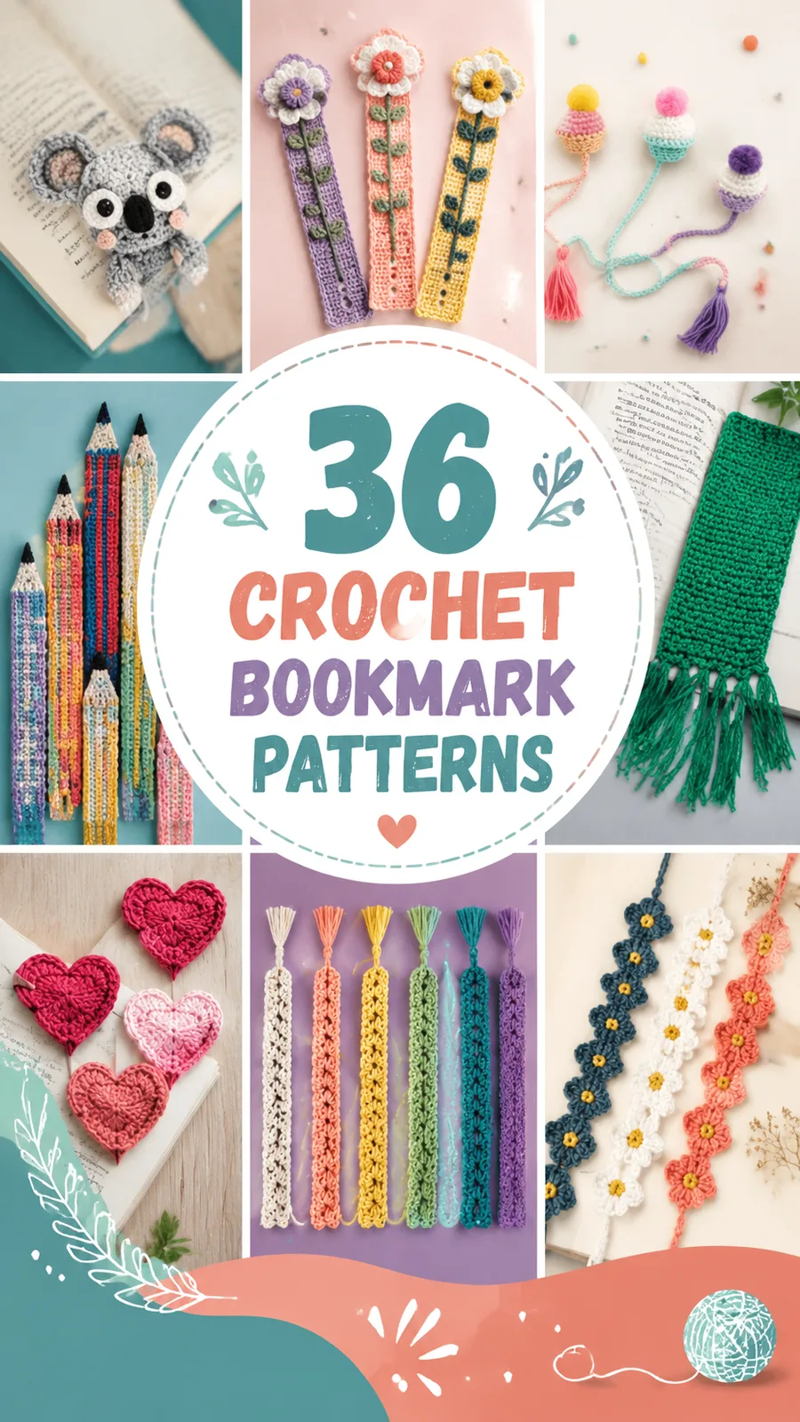 Textured garden crochet bookmark pattern