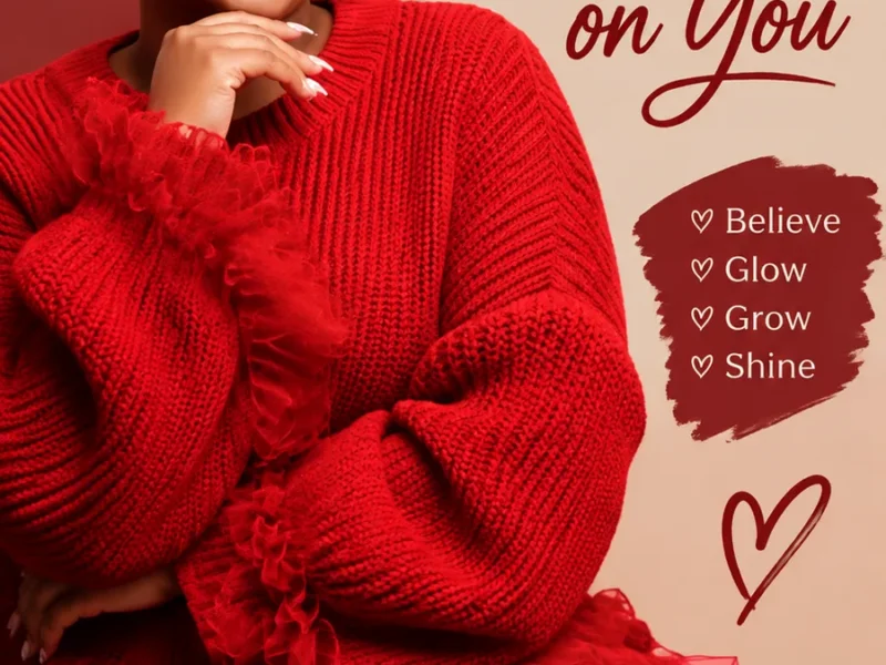 A textured red crochet sweater for oversized autumn layering