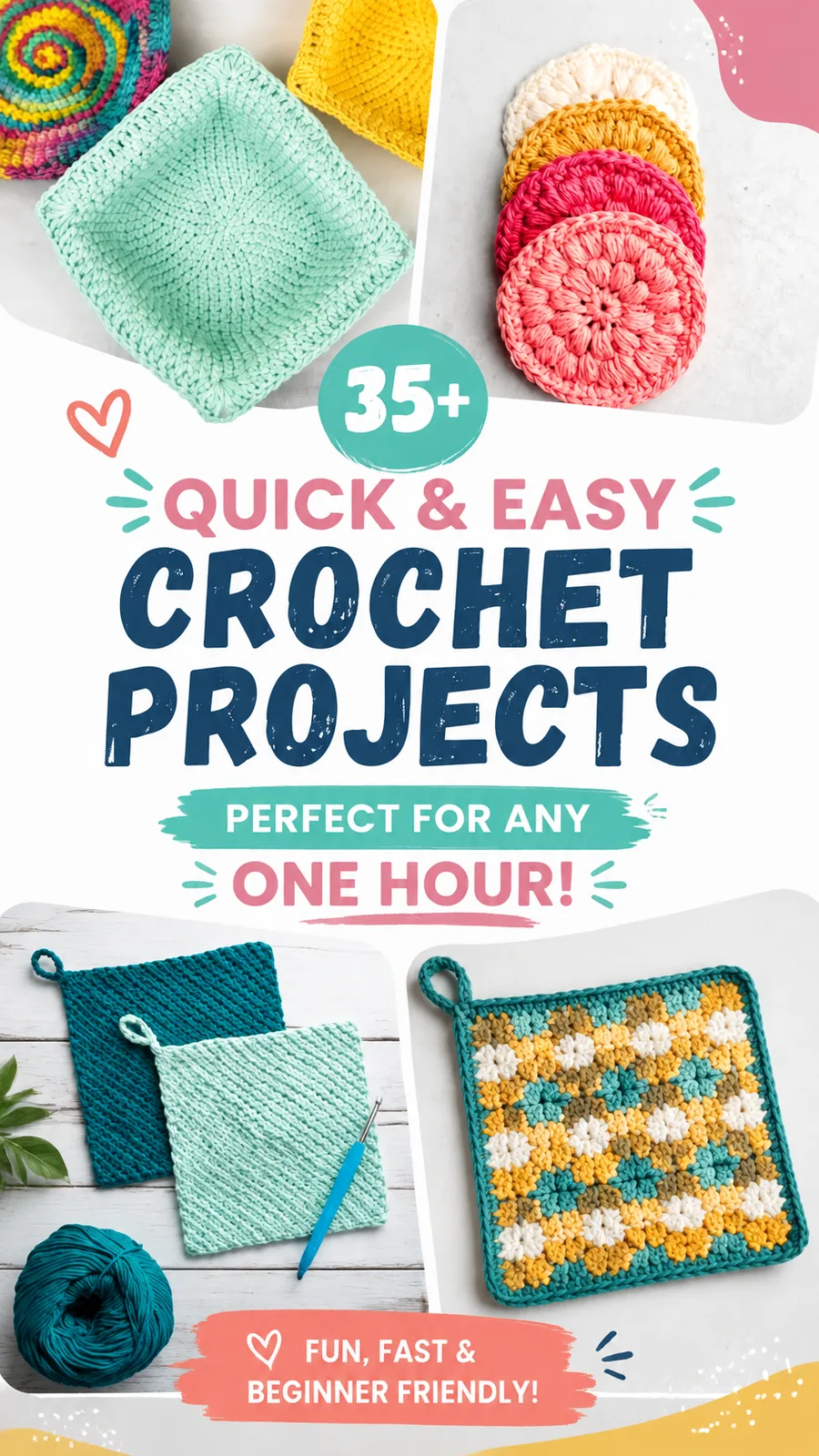 Two-panel cotton crochet storage pouch pattern